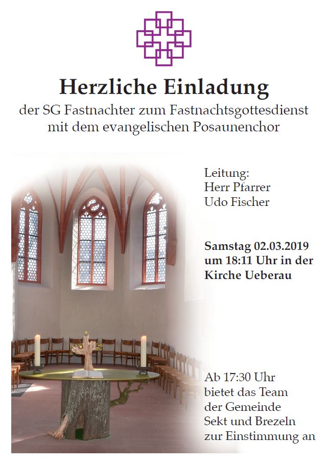 Plakat Fastnachtsgottesdienst 2019