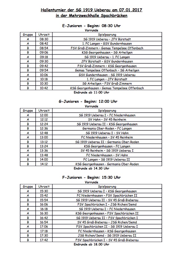 Spielplane Hallenturniere 2017 SG