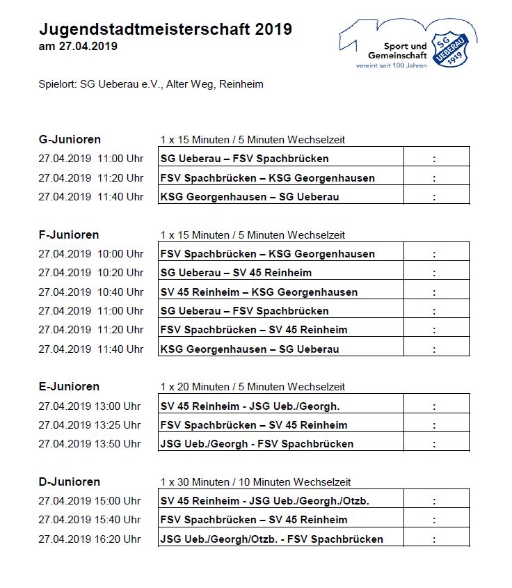 Jugendstadtmeisterschaft2019 Spielplan